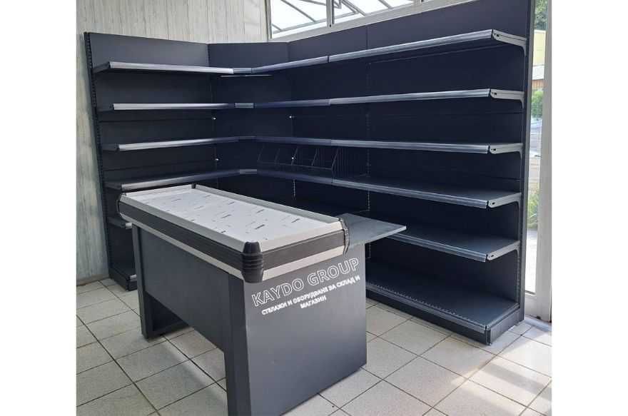 Метален крайстенен стелаж вътрешен ъгъл, R-9016 и r-7016