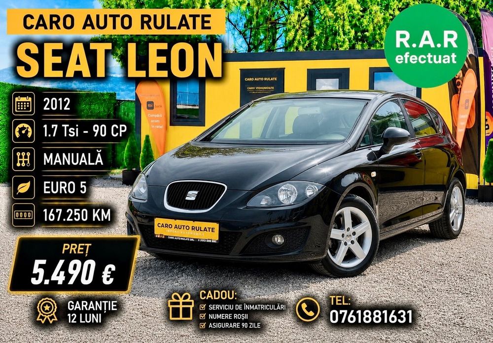 Seat Leon 2012 -1.4 Tsi -125Cp -EURO 5 - Km Reali -PARC AUTO RATE GARANTIE