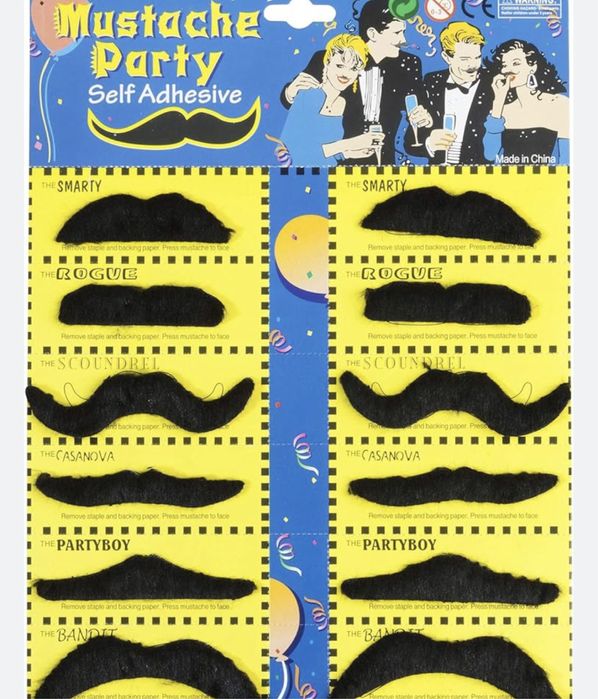 Карнавальные усы 12 шт