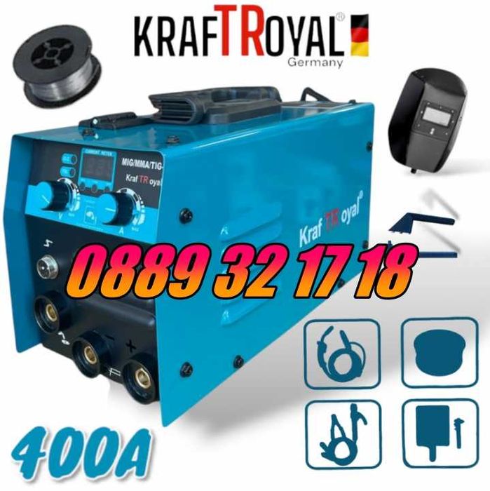 Инверторен Електрожен 400А с телоподаващо, Заваръчен Апарат MIG, MMA