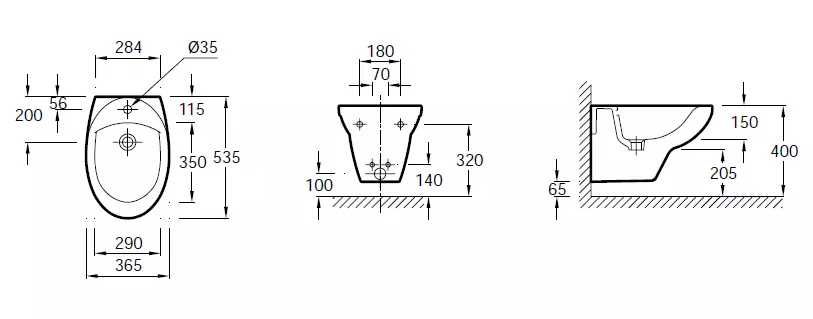 Биде за вграждане/стенно Jacob Delafon PATIO E4189-00