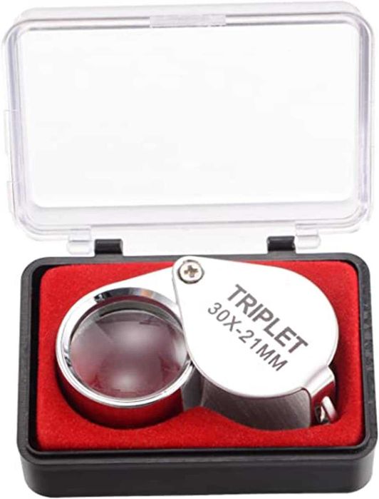 стъклена бижутерска лупа 30 х, 21 мм, сгъваема