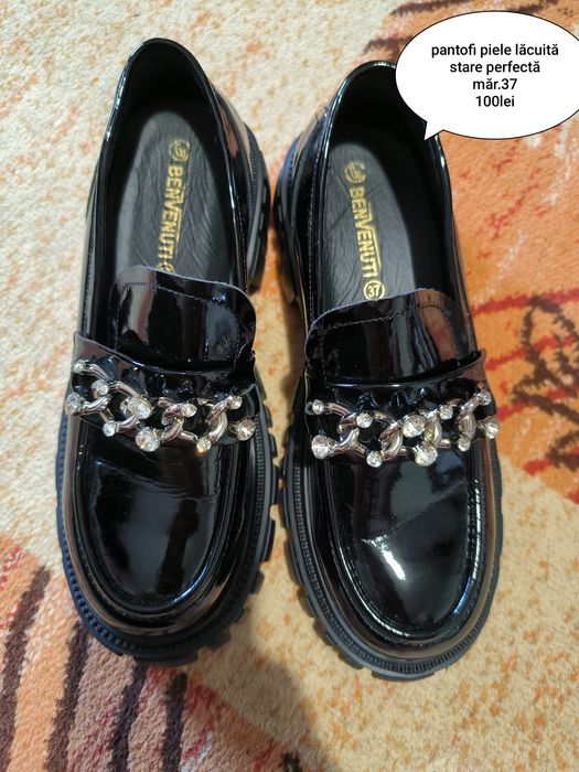 Pantofi piele naturală lăcuită