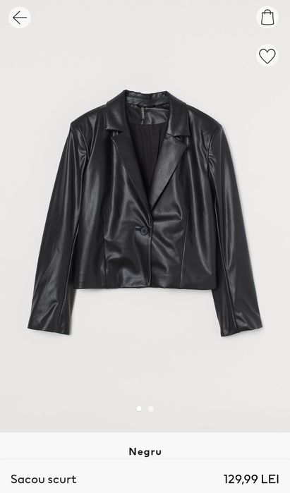 Jacheta de dama din piele ecologică XXS, H&M