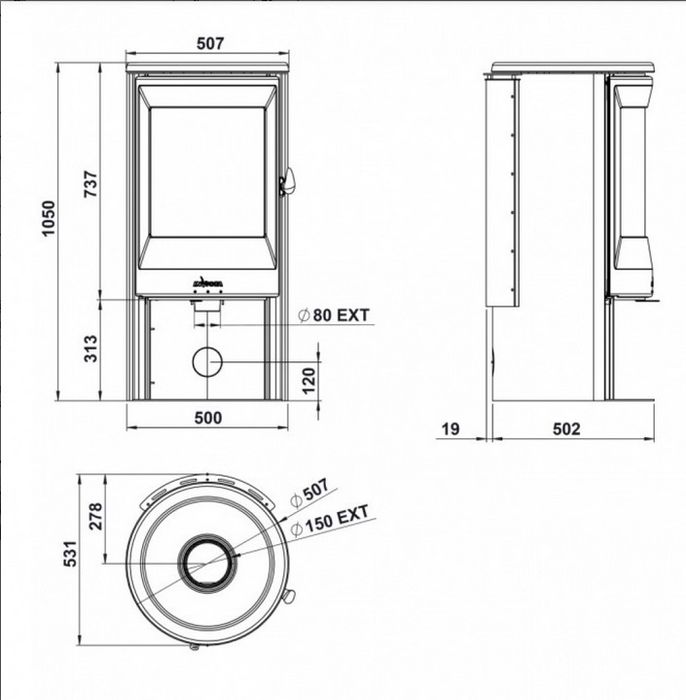 Semineu / Soba pe lemne - 8kw --- Noua