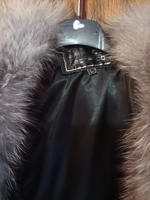 Яке от естествена агнешка кожа с яка от естествен косъм