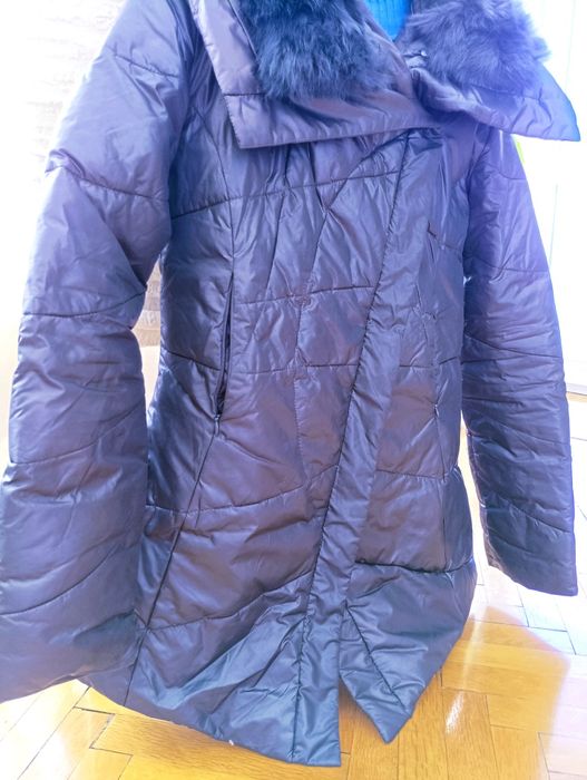 Яке с гъши пух и естествен косъм в синьо