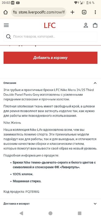 Мужские брюки LFC Nike 24/25 Third Double Panel Grey