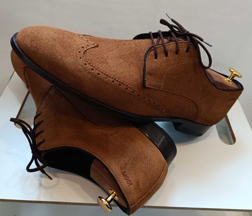 Pantofi derby 43 43.5 brogue suede JOOP ! piele naturala moale camel