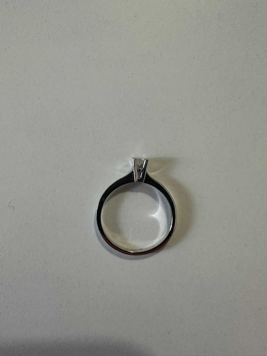 Inel logodna diamant aur alb 18k