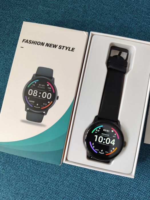 Ceas SmartWatch + Brățară Fitness 2in1 SmartVibe KFIT, 1.3 inch, Black
