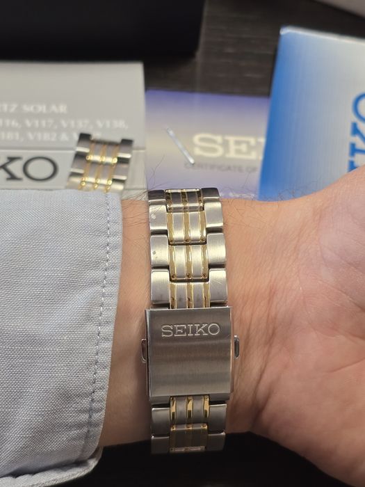 Seiko SNE098 Solar – ceas bărbătesc elegant, calitate japoneză, set complet