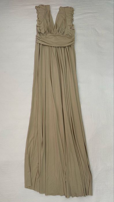 Женское элегантное длинное платье бежевого цвета, размер L