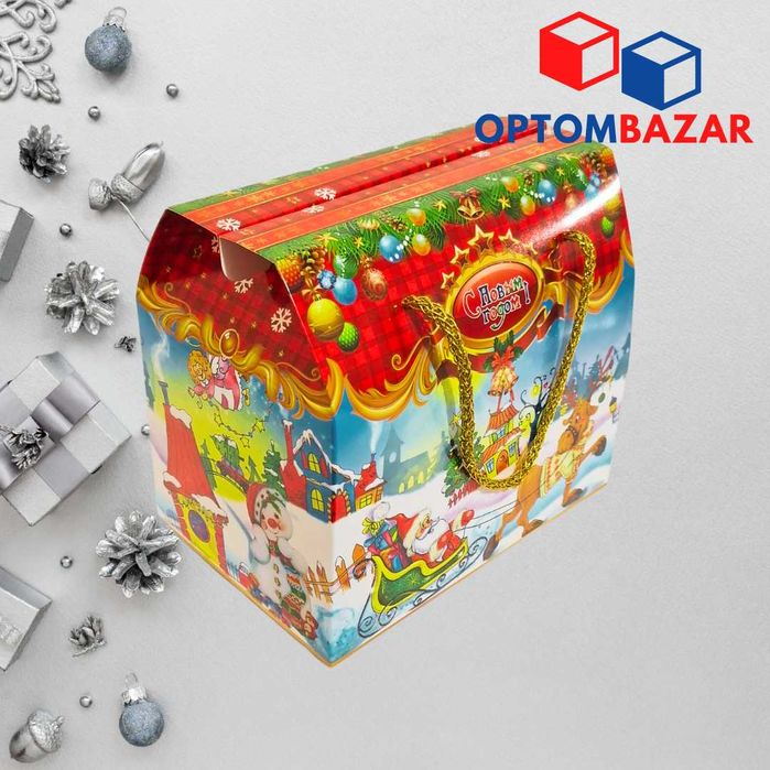 Yangi yil sovg'alari uchun oqlangan ko'k va oltin karobka!