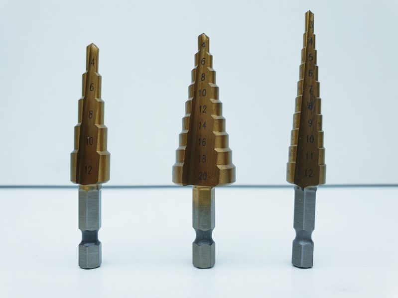 Freza conica in trepte, burghiu hexagon set 3 bucati