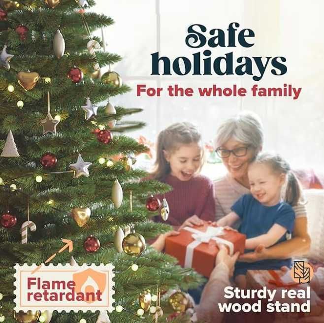 Brad artificial Pure Living 180 cm, Ramuri Realiste, Suport Lemn