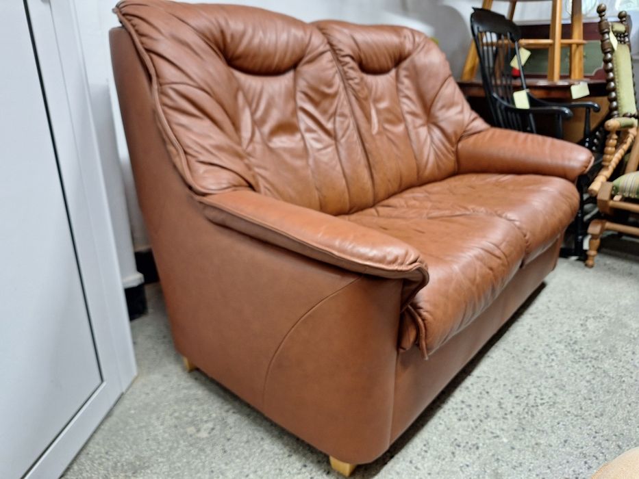 Диван двойка естествена кожа