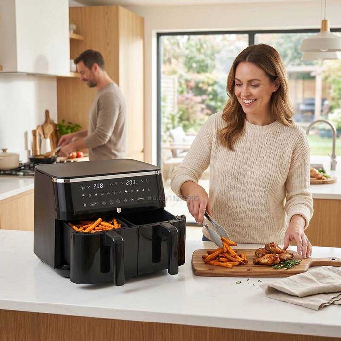 3г. Гаранция! Неразопакован. Двоен еър фрайър, 4.5 + 4.5 L Berlinger Haus BH9883 Air Fryer