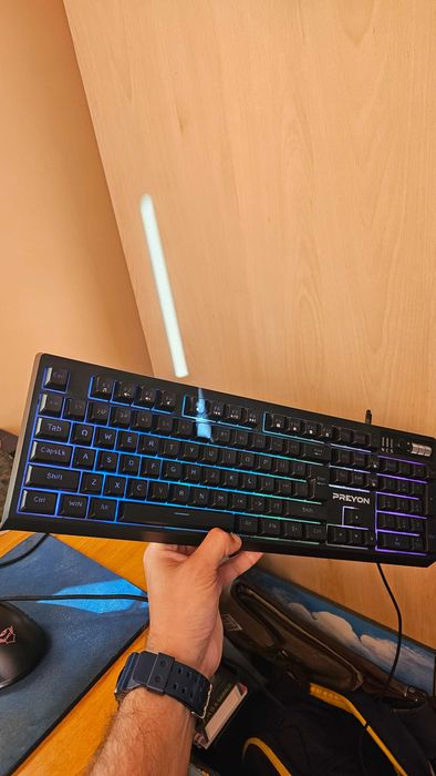 Клавиатура PREYON Long Claw Alpha PLCA104B, USB, RGB, черна