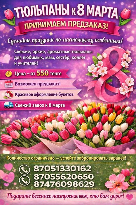 Тюльпаны предзаказ к 8 марта