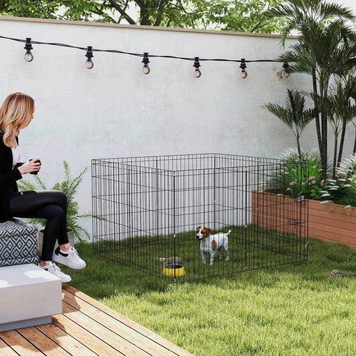Кошарка за кученца PawHut, височина 76 см/приблизително 2,5 м², 8 панела