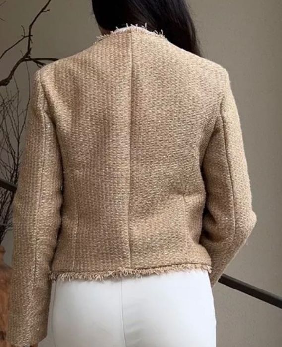 Жакет пиджак твидовый укороченный