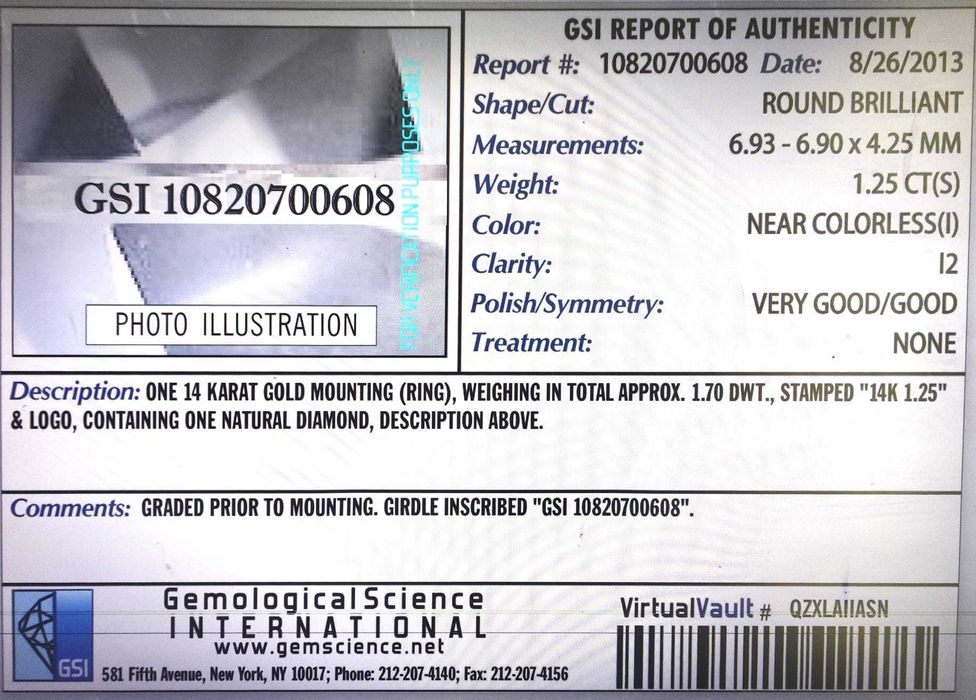 Inel 18k cu diamante naturale 1.85ct