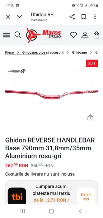 Ghidon  MTB REVERSE HANDLEBAR Base 790mm 31,8mm/35mm