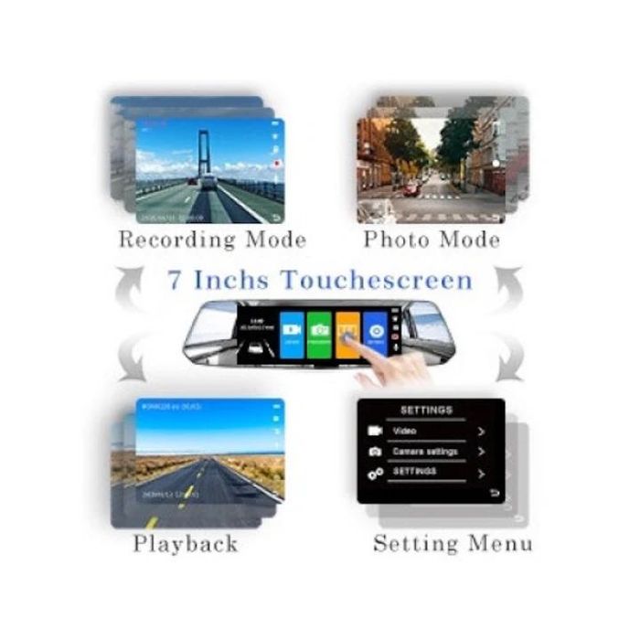 Oglinda retrovizoare camera frontala si marsalier 7",FHD,touchscreen