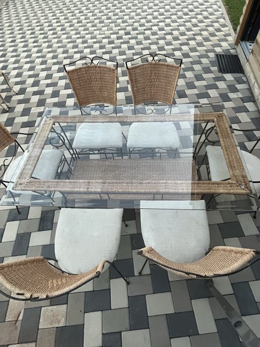 Set Elegant Masă + 6 Scaune – Ideal pentru Grădină, Terasă sau Interior
