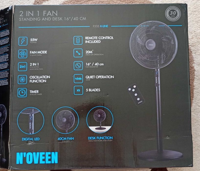 Vând ventilator N'oveen, nou, achiziționat anul trecut