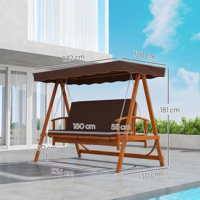 Люлееща се пейка 2в1, холивудска люлка Outsunny