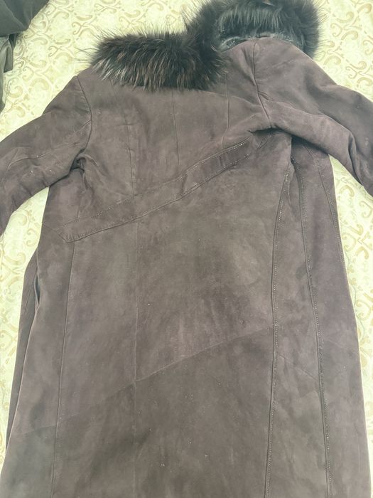 Дубленка фиолетвая кожаная