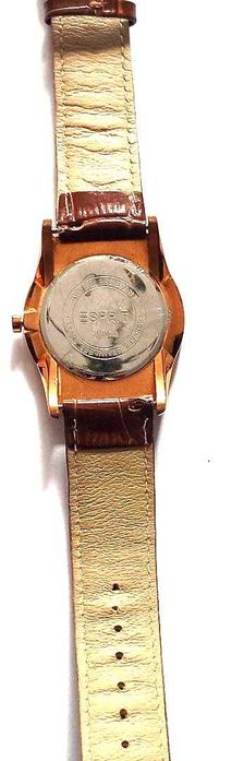 Ceas dama Esprit Quartz – Rose Gold cu Cadran Negru și Curea Piele