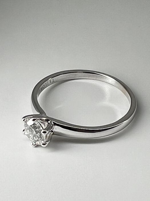 Teilor - Inel logodna aur alb 18k + diamant natural 0,5 k