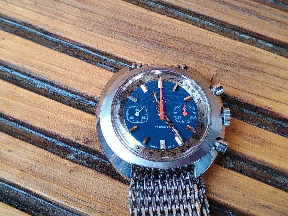 Ceas Vintage Nelco Chronograph Swiss Made 17 Rubine