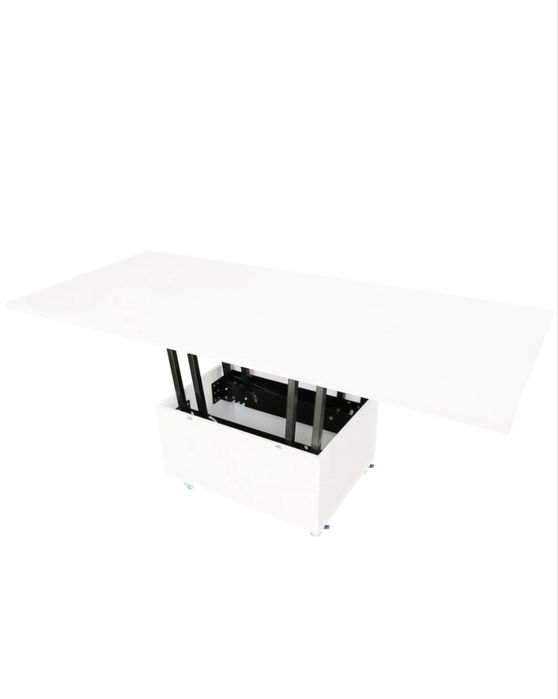 Masa 6 persoane 160x80x80 pliabila in masuta de cafea pliabila  la 80x80cm, Alba