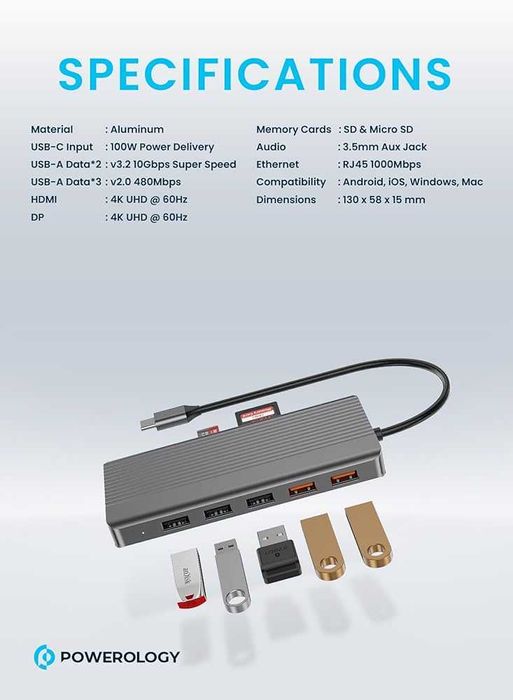 Powerology 12-in-1 — универсальная USB док-станция. Есть доставка