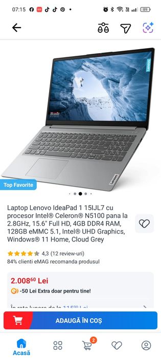 Laptop Lenovo IdeaPad  1 15 slim
