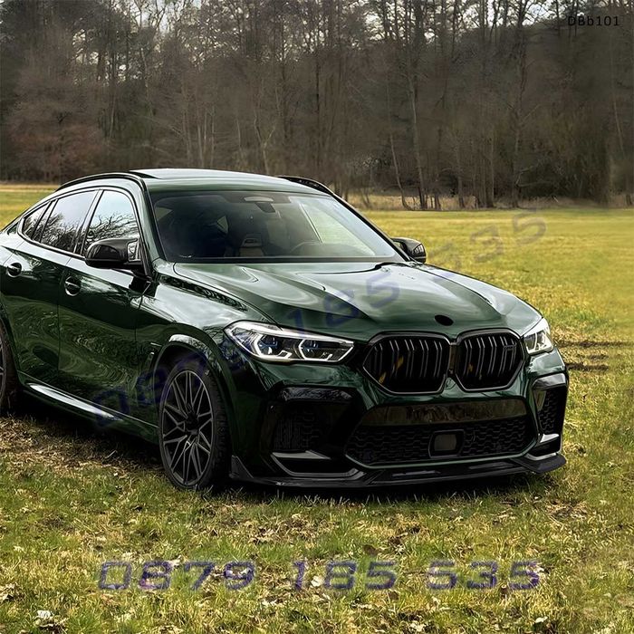 Преден тунинг сплитер BMW X6M F96 Pre-Facelift 2020-2023 черен гланц DBb101 спойлер предна броня бмв х6м