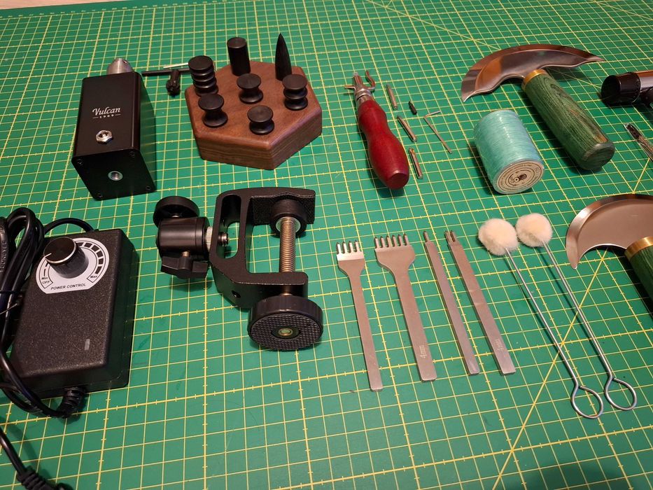 Set profesional burnisher electric pielarie, curele, piele + unelte