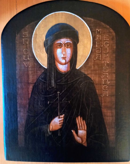 Vând icoană ortodoxă pictată pe lemn cu Sf. Cuvioasa Maria Egipteanca – dim. 31/24,5 cm (pictor de icoane regizorul Sergiu Savin) Pret: 750 lei