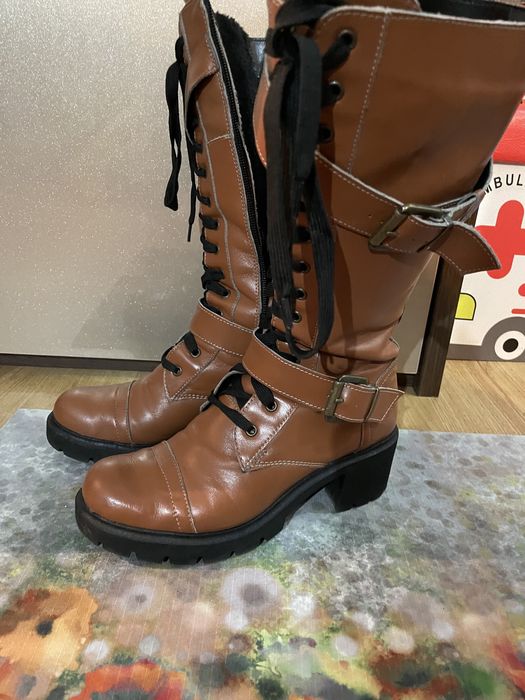 Cizme piele imblanite