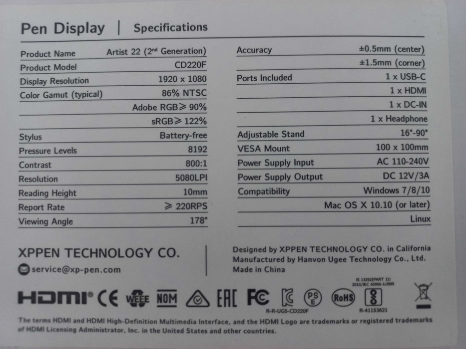 Tableta Grafica Xp-Pen Artist 22