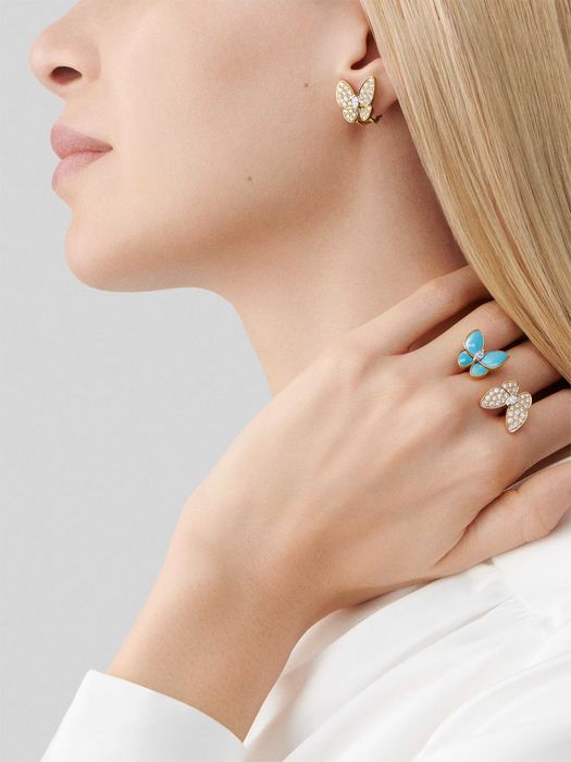 Van Cleef & Arpels VCA Gold Turquoise Two Butterfly Дамски Пръстен