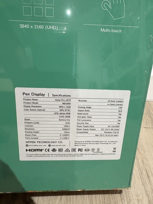 Tableta grafica XPPen Artist Pro 16TP 4K, sigilata transport inclus