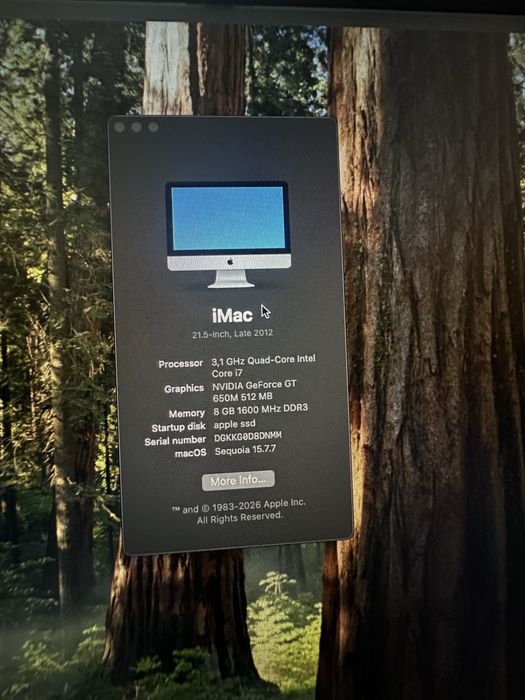 Imac late 2012 21.5 inch i7 8gb ram