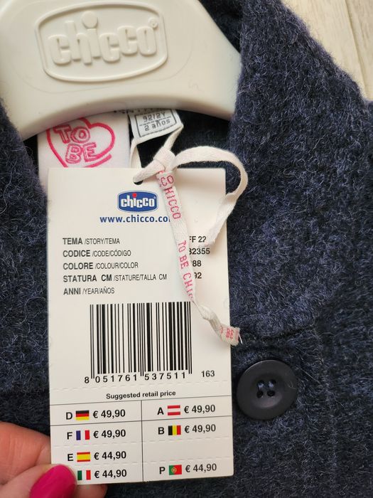 Ново палтенце Chicco, рокля Bebeshora and H&m 2-3год.