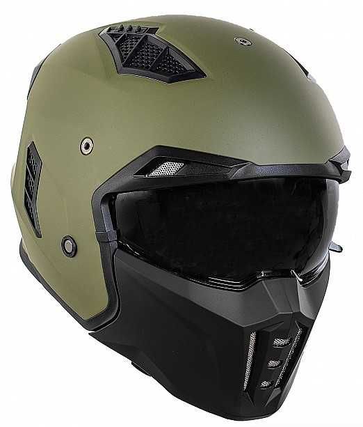 Casca moto Black Street Fighter Verde Army NOUA Casca moto/ATV/scuter