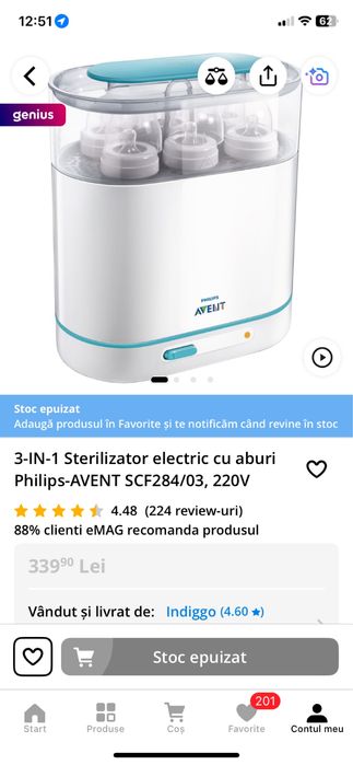 Sterilizator biberoane 3 in 1 Avent